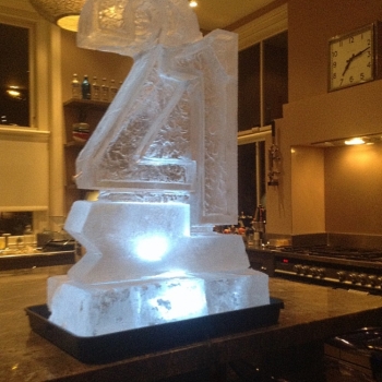 Side-view of Half-size "21"-shaped Vodka Luge from Passion for Ice