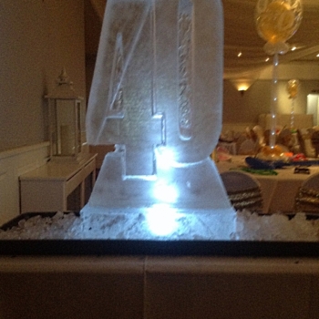 Side angle view of 40 - shaped Vodka Luge from Passion for Ice