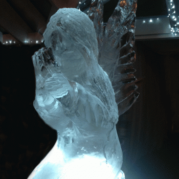Close up of an Angel Vodka Luge from Passion for Ice