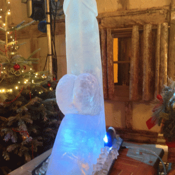 Side view of the Vertical standing  Penis Vodka Luge from Passion for Ice