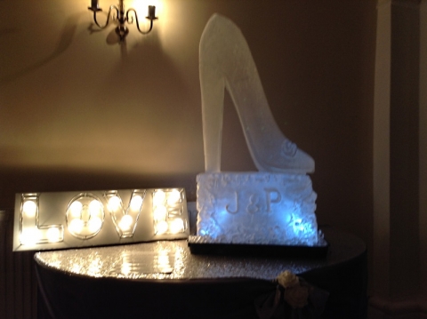 Glass Slipper with initials Vodka Luge from Passion for Ice