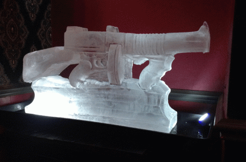 The Prohibition Bar's Tommy Gun Vodka Luge from Passion for Ice